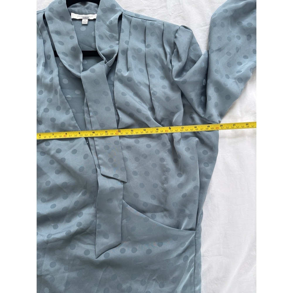 Favorite Daughter Blouse Blue Polka Dot Faux Wrap Size M - Picture 9 of 10
